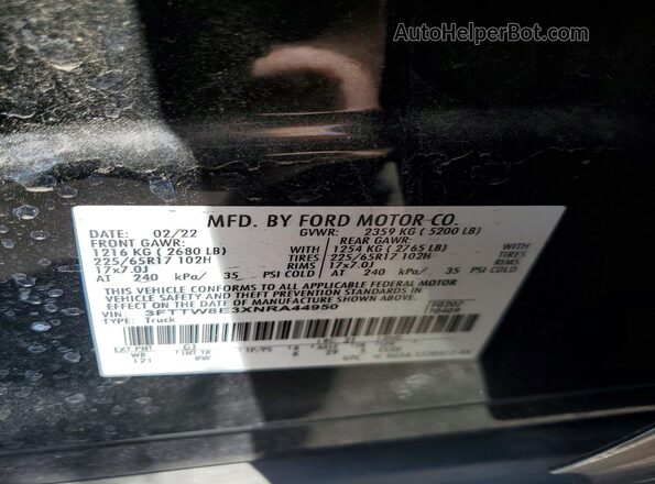 3FTTW8E3XNRA44950 2022 FORD MAVERICK Черный Вид подкапотного пространства