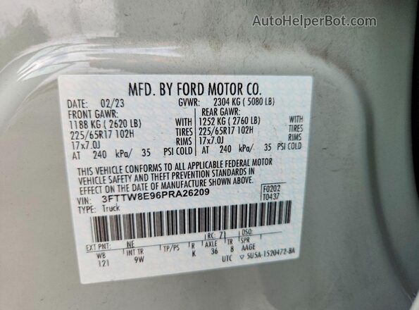 3FTTW8E96PRA26209 2023 FORD MAVERICK Green Widok komory silnika
