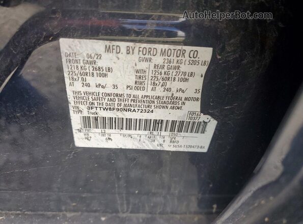 3FTTW8F90NRA72324 2022 FORD MAVERICK Blue Շարժիչի բաժամունքի տեսք