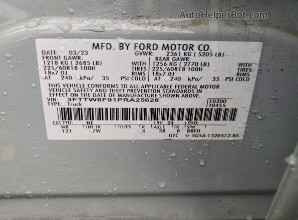 3FTTW8F91PRA25628 2023 FORD MAVERICK Green Vista del compartimento del motor