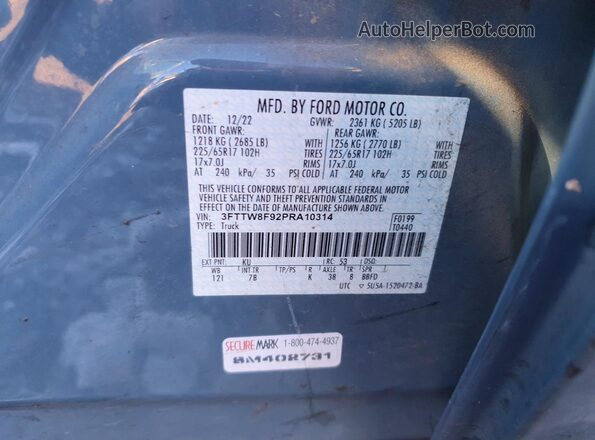 3FTTW8F92PRA10314 2023 FORD MAVERICK Бирюзовый Вид подкапотного пространства