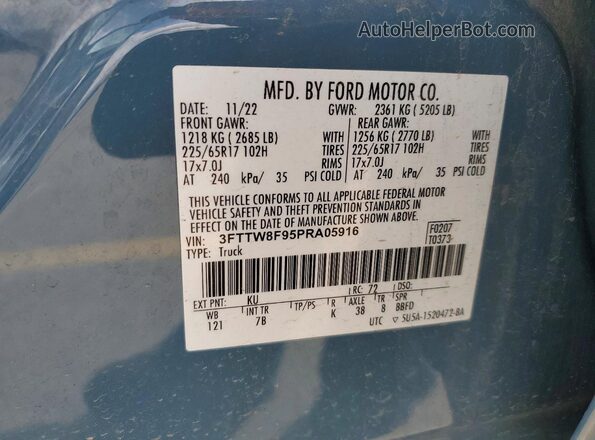 3FTTW8F95PRA05916 2023 FORD MAVERICK Blue Շարժիչի բաժամունքի տեսք