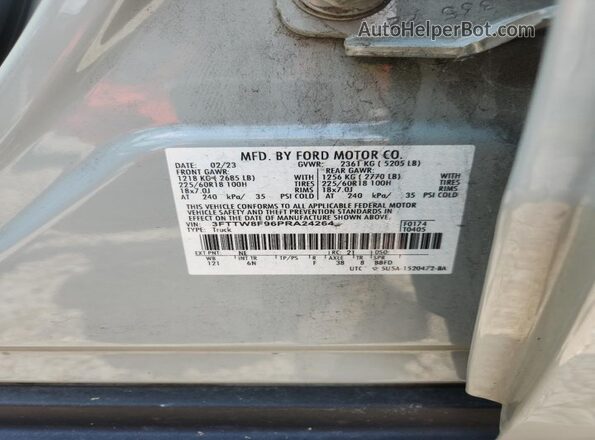 3FTTW8F96PRA24264 2023 FORD MAVERICK Teal Widok naklejki z numerem VIN