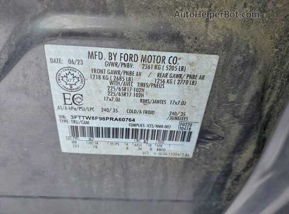 3FTTW8F98PRA60764 2023 FORD MAVERICK Серый Вид подкапотного пространства