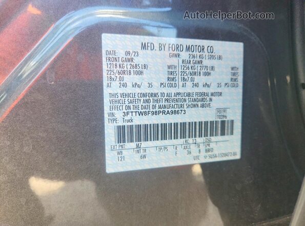 3FTTW8F98PRA98673 2023 FORD MAVERICK Gray ძრავის განყოფილების ხედი