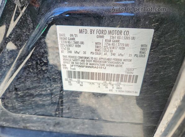 3FTTW8F99NRA01512 2022 FORD MAVERICK Black Vista del compartimento del motor