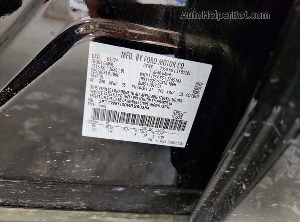 3FTTW8H30RRB60384 2024 FORD MAVERICK Black VIN կոդի պիտակի տեսք