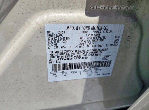 3FTTW8H31RRB04518 2024 FORD MAVERICK Beige Вид підкапотного простору