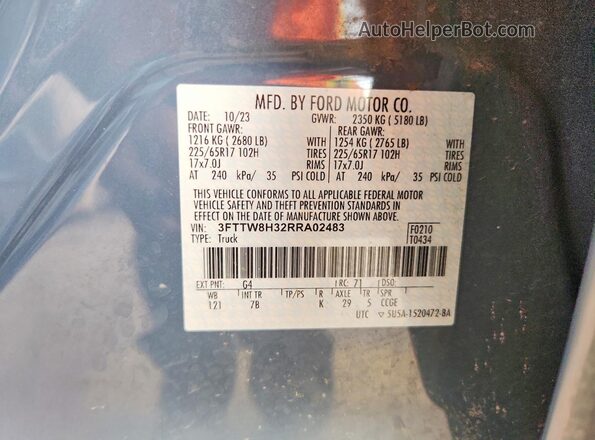 3FTTW8H32RRA02483 2024 FORD MAVERICK Blue Widok komory silnika