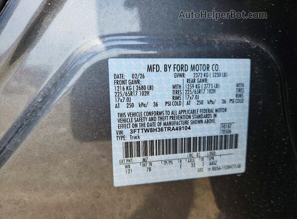 3FTTW8H36TRA49104 2026 FORD MAVERICK Gray Vista del compartimento del motor