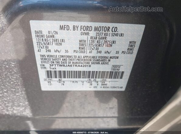 3FTTW8JA6TRA42016 2026 FORD MAVERICK Серый Вид подкапотного пространства