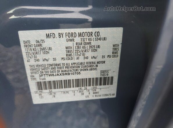 3FTTW8JAXSRB10705 2025 FORD MAVERICK Teal Вид підкапотного простору