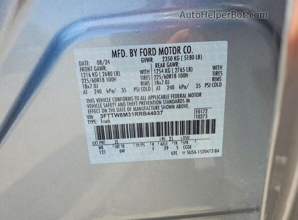 3FTTW8M31RRB44037 2024 FORD MAVERICK Silver ძრავის განყოფილების ხედი