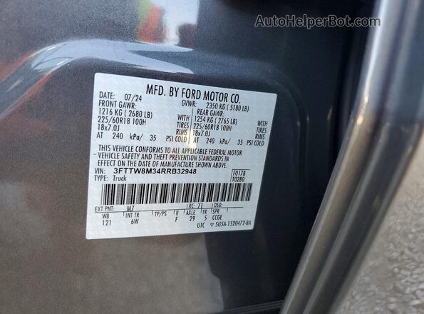 3FTTW8M34RRB32948 2024 FORD MAVERICK Gray Engine compartment view