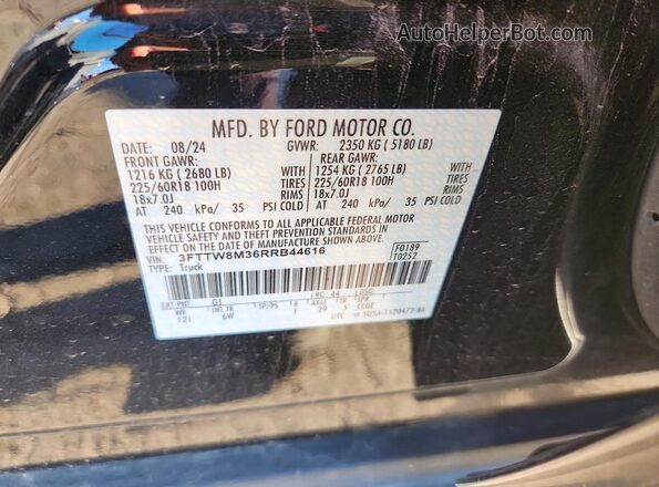 3FTTW8M36RRB44616 2024 FORD MAVERICK Black Vista del compartimento del motor