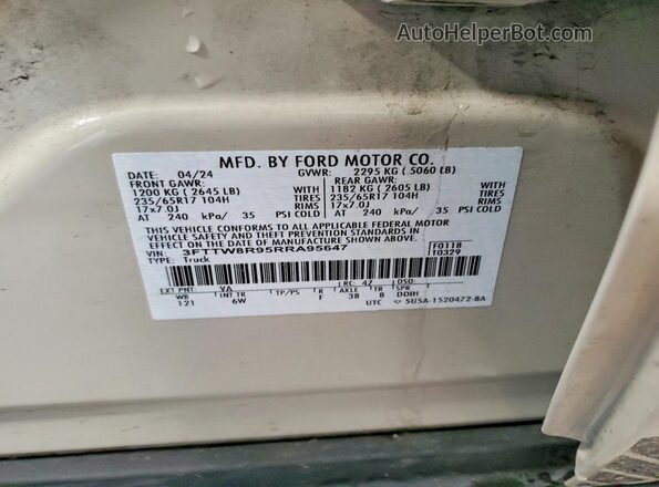 3FTTW8R95RRA95647 2024 FORD MAVERICK Бежевый Вид подкапотного пространства
