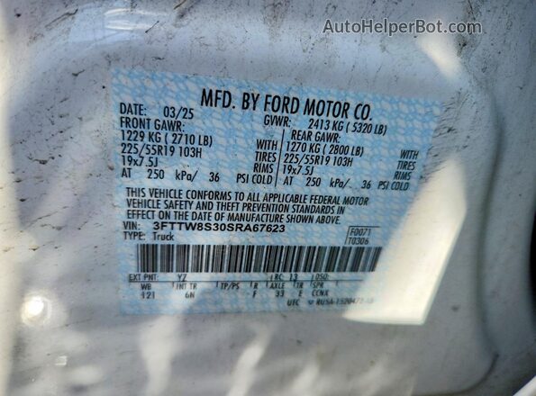 3FTTW8S30SRA67623 2025 FORD MAVERICK White Вид підкапотного простору