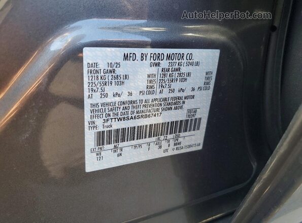 3FTTW8SA6SRB67417 2025 FORD MAVERICK Угольный Вид подкапотного пространства