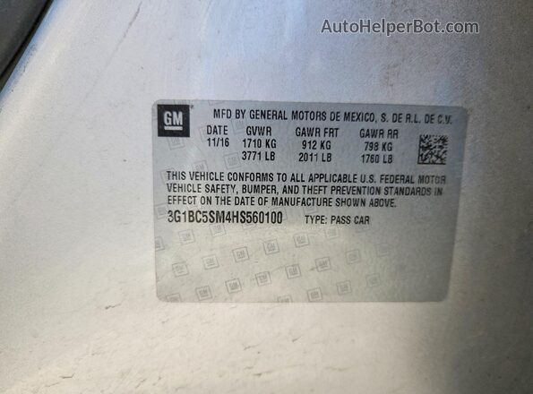 3G1BC5SM4HS560100 2017 CHEVROLET CRUZE Silver ძრავის განყოფილების ხედი