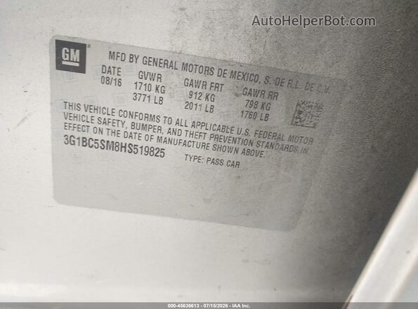 3G1BC5SM8HS519825 2017 CHEVROLET CRUZE Silver Շարժիչի բաժամունքի տեսք