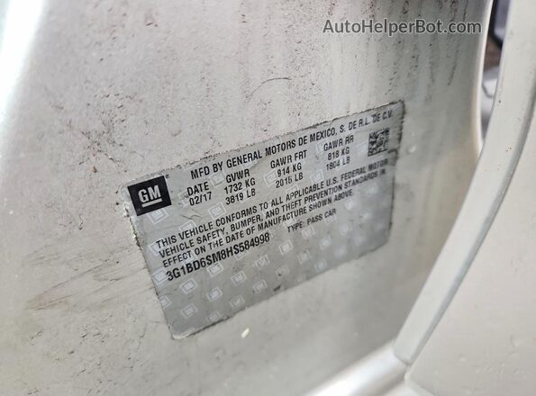 3G1BD6SM8HS584998 2017 CHEVROLET CRUZE Silver Engine compartment view
