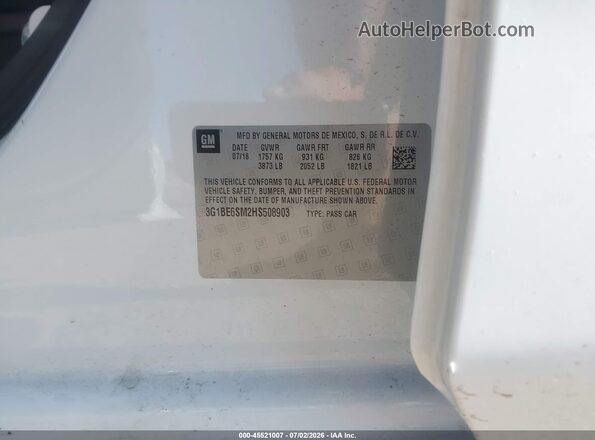 3G1BE6SM2HS508903 2017 CHEVROLET CRUZE White Շարժիչի բաժամունքի տեսք