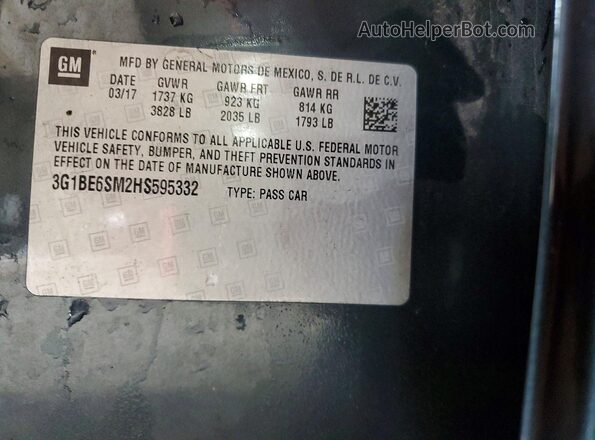3G1BE6SM2HS595332 2017 CHEVROLET CRUZE Charcoal Շարժիչի բաժամունքի տեսք