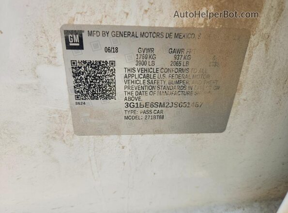 3G1BE6SM2JS651467 2018 CHEVROLET CRUZE White Շարժիչի բաժամունքի տեսք