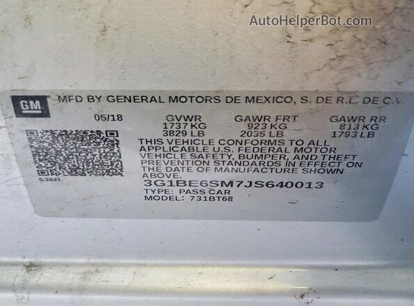 3G1BE6SM7JS640013 2018 CHEVROLET CRUZE Silver Engine compartment view