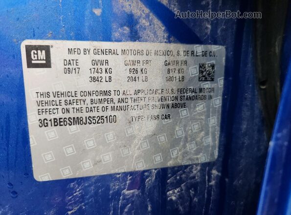 3G1BE6SM8JS525100 2018 CHEVROLET CRUZE Blue Widok komory silnika