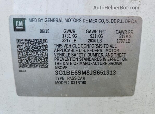 3G1BE6SM8JS651313 2018 CHEVROLET CRUZE White Widok komory silnika