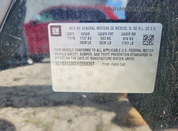 3G1BE6SMXHS558397 2017 CHEVROLET CRUZE Black Engine compartment view