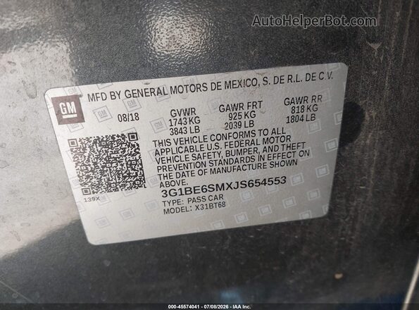 3G1BE6SMXJS654553 2018 CHEVROLET CRUZE Gray Вид підкапотного простору