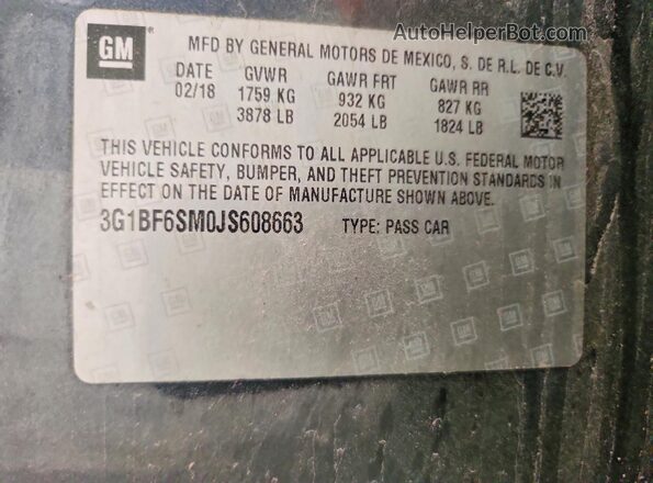3G1BF6SM0JS608663 2018 CHEVROLET CRUZE Угольный Вид подкапотного пространства