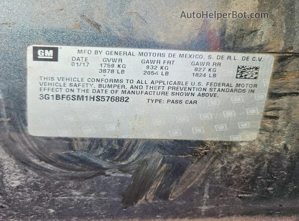 3G1BF6SM1HS576882 2017 CHEVROLET CRUZE Gray Вид підкапотного простору