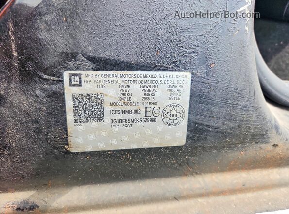 3G1BF6SM9KS529980 2019 CHEVROLET CRUZE Black VIN sticker view
