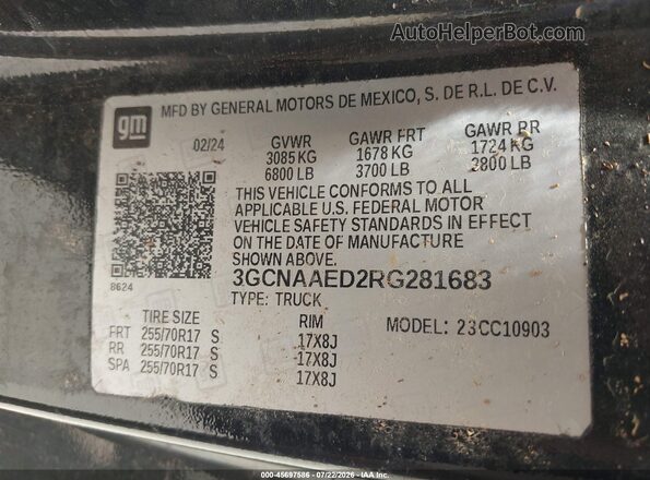 3GCNAAED2RG281683 2024 CHEVROLET SILVERADO Black Vista del compartimento del motor