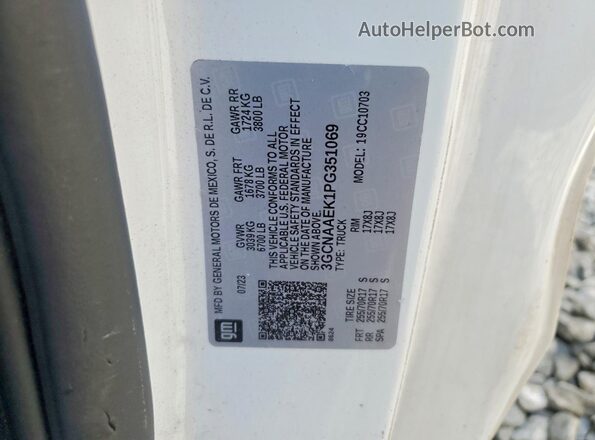 3GCNAAEK1PG351069 2023 CHEVROLET SILVERADO White Вид підкапотного простору