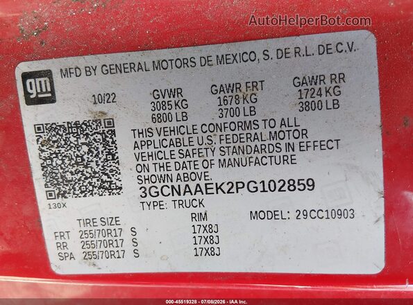 3GCNAAEK2PG102859 2023 CHEVROLET SILVERADO Red Widok komory silnika