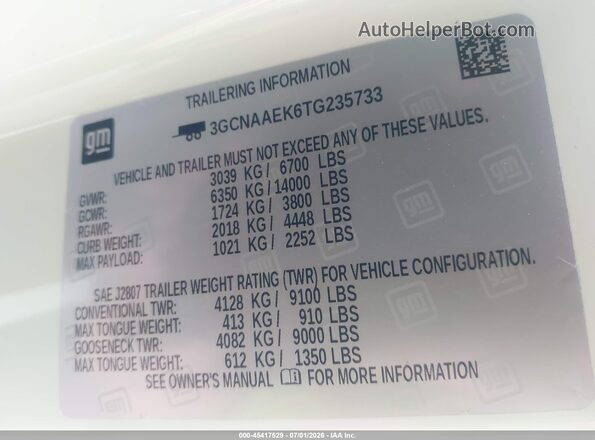 3GCNAAEK6TG235733 2026 CHEVROLET SILVERADO White Engine compartment view