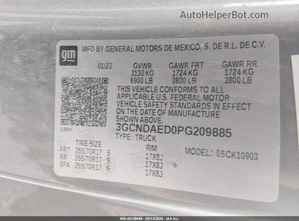 3GCNDAED0PG209885 2023 CHEVROLET SILVERADO Gray Engine compartment view