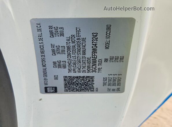 3GCNWAEF9MG473243 2021 CHEVROLET SILVERADO White Widok komory silnika