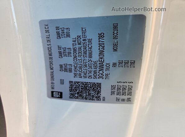 3GCNWAEK0NG207785 2022 CHEVROLET SILVERADO White ძრავის განყოფილების ხედი