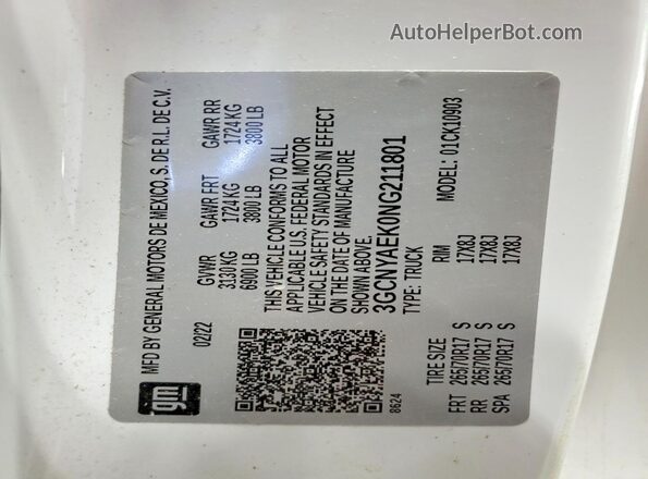 3GCNYAEK0NG211801 2022 CHEVROLET SILVERADO White Вид підкапотного простору