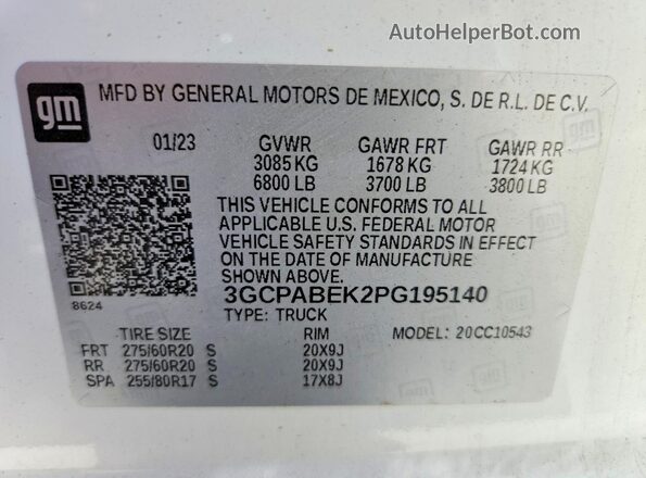3GCPABEK2PG195140 2023 CHEVROLET SILVERADO White Շարժիչի բաժամունքի տեսք