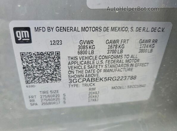 3GCPABEK5RG223788 2024 CHEVROLET SILVERADO Gray Շարժիչի բաժամունքի տեսք