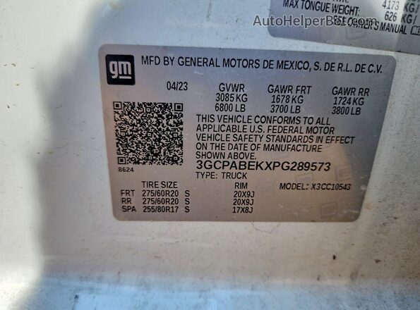 3GCPABEKXPG289573 2023 CHEVROLET SILVERADO White Engine compartment view