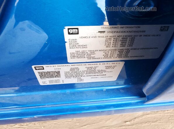 3GCPACEKXNG642588 2022 CHEVROLET SILVERADO Blue Engine compartment view