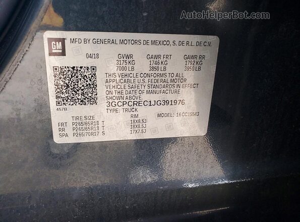 3GCPCREC1JG391976 2018 CHEVROLET SILVERADO Green ძრავის განყოფილების ხედი