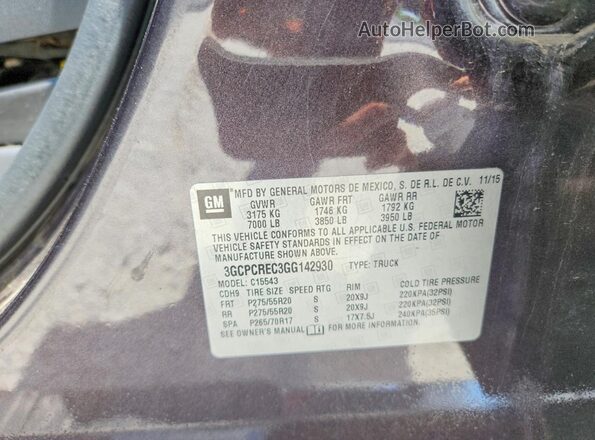 3GCPCREC3GG142930 2016 CHEVROLET SILVERADO Charcoal Engine compartment view